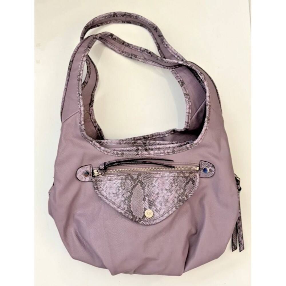 Simply Vera Vera Wang Lavender Hobo Bag Faux Snakeskin Trim Shoulder Purse